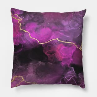 digital Alcohol ink with gold line Pillow