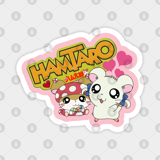 Hamtaro Bijou Ribbon chan with Snoozer Neteru kun Magnet by Celestial Crafts