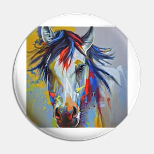 Colorful sketch of a horse`s head Pin