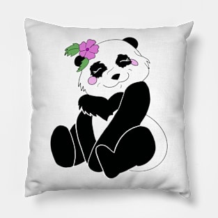 Panda with Flower Pillow