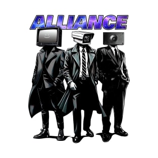 The alliance, skibidi toilet themed cameraman, tvman and speakerman T-Shirt