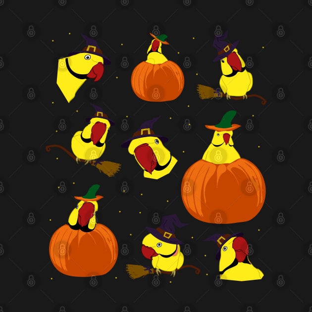 yellow indian ringneck halloween pattern by FandomizedRose