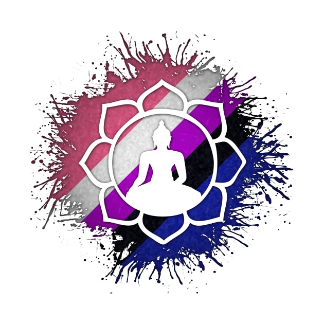 Paint Splatter Gender Fluid Pride Flag Lotus Symbol by LiveLoudGraphics