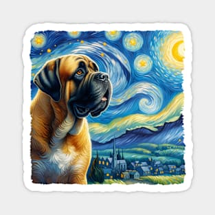 Starry Mastiff Dog Portrait - Pet Portrait Magnet