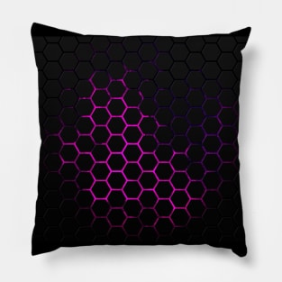 Black hot pink honeycomb geometry pattern Pillow