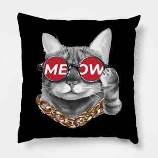 Cute Cat Wearing Glasses Pillow