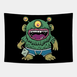 Monster In Underpants With Axe Tapestry