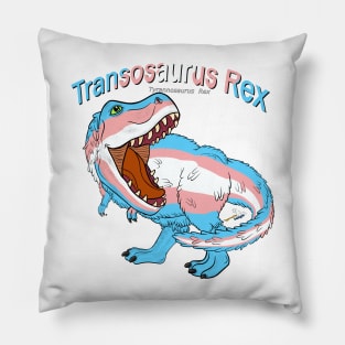 Transosaurus Rex (text) (feathered) - Transgender Pride Pillow