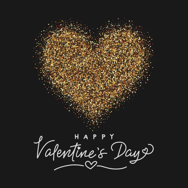 Glitter Gold Heart Valentines Day by WearablePSA