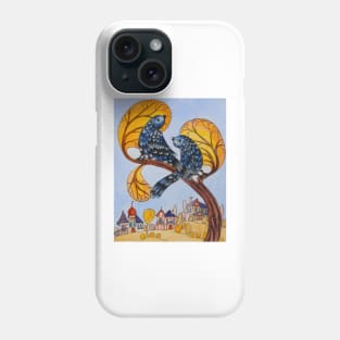 City Birds Watercolor Illustration Phone Case