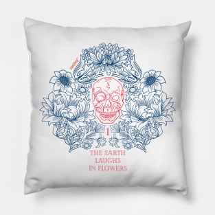 Skull flowers Blue/red edition Pillow