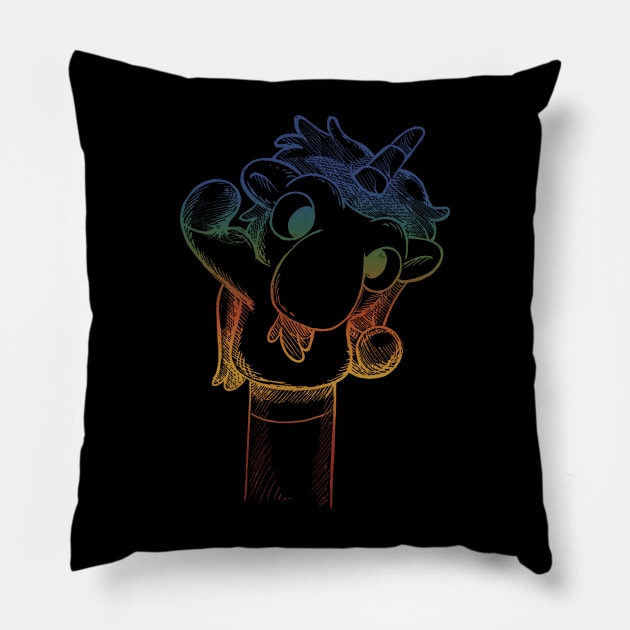 Retro Cute Unicorn Pillow by Linefingerart