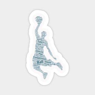 Basket Ball Player Silhouette Shape Text Word Cloud Magnet