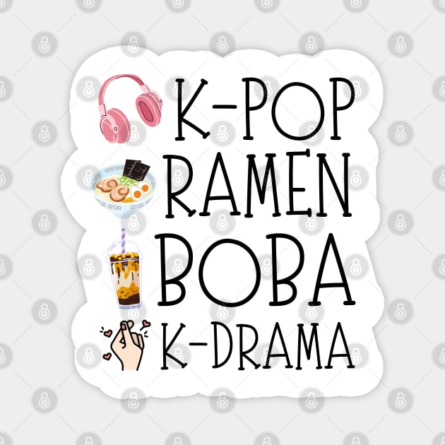 K-pop Ramen Boba And K-drama Cute Gift Magnet by JustBeSatisfied