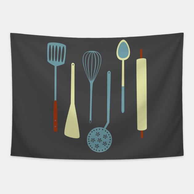 Vintage Kitchen Utensils for Cooks Tapestry by NicSquirrell