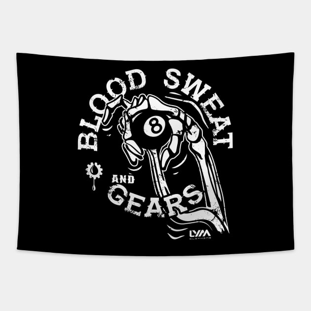 Blood Sweat and Gears Tapestry by LYM Clothing