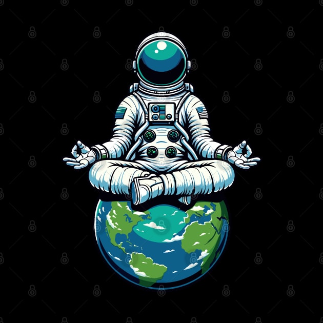 Meditating Astronaut Earth Spaceman Astronomer Cosmos by starryskin