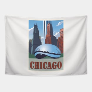 Chicago Vintage style travel poster Tapestry