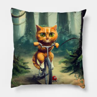 Cat riding a Bicycle Pillow