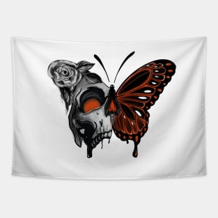 Butterfly with skull and weed Tapestry