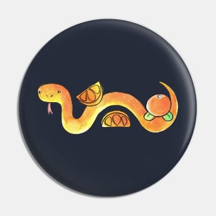 Watercolor Citrus Orange Snake Pin