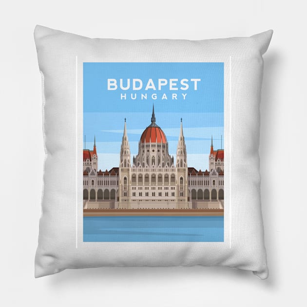 Parliament of Budapest, Hungary Pillow by typelab