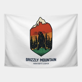 Grizzly Mountain Hunter's Lodge Tapestry