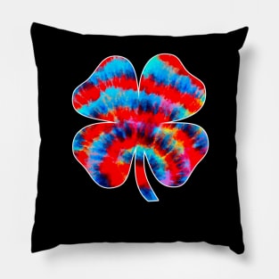 Irish Colorful Tie Dye Shamrock Lucky Four-leaf Clover St Patrick's Day Pillow