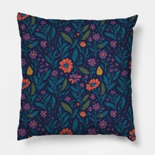 Scandinavian Summer Colorful Spring Flowers Pillow