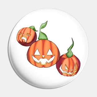 Three Jack o Lanters (color) Pin