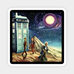 Tardis and Doctor Who Searching in Universe Magnet