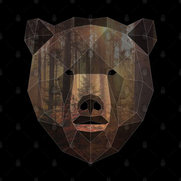 Bear Low Poly Double Exposure Art by Jay Diloy