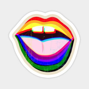 Funky colorful pop art style lips- LGBT- rainbow - flag - retro Magnet