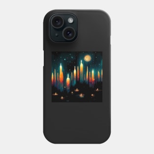 Candles on the river painting Phone Case