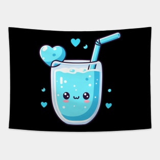 Cute Kawaii Blue Lagoon Cocktail Drink Art | Cute Food Design for Kawaii Lovers Tapestry