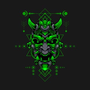 Cyber Oni: Futuristic Robot Oni Mask Illustration T-Shirt