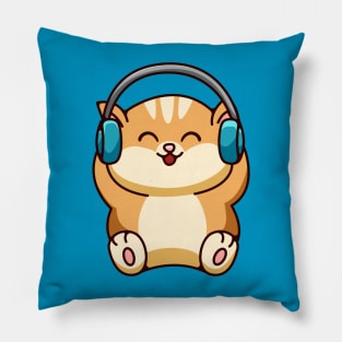 Music And Cat Pillow