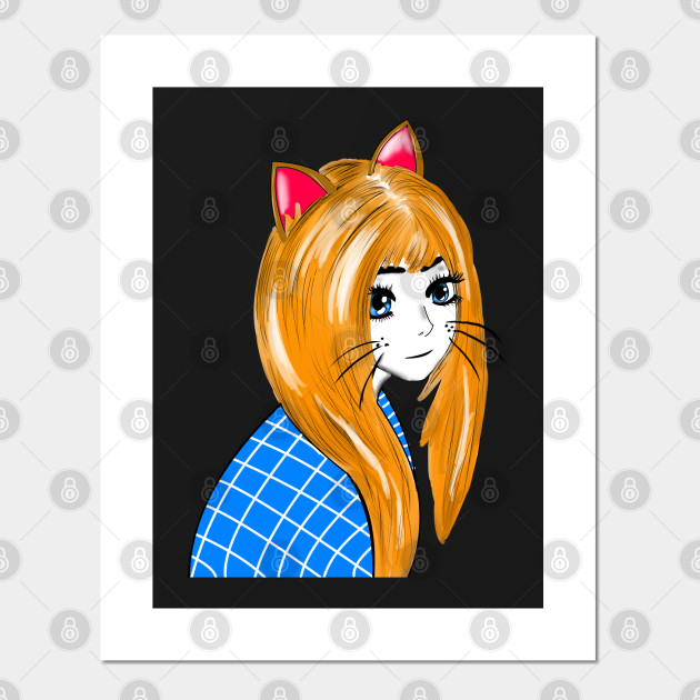 Anime Neko Cat Girl Cute Neko Poster E Stampa Artistica