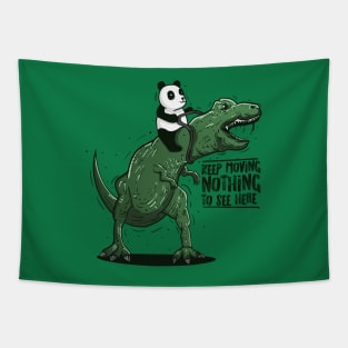 Panda Riding T-Rex - Nothing to see here Tapestry