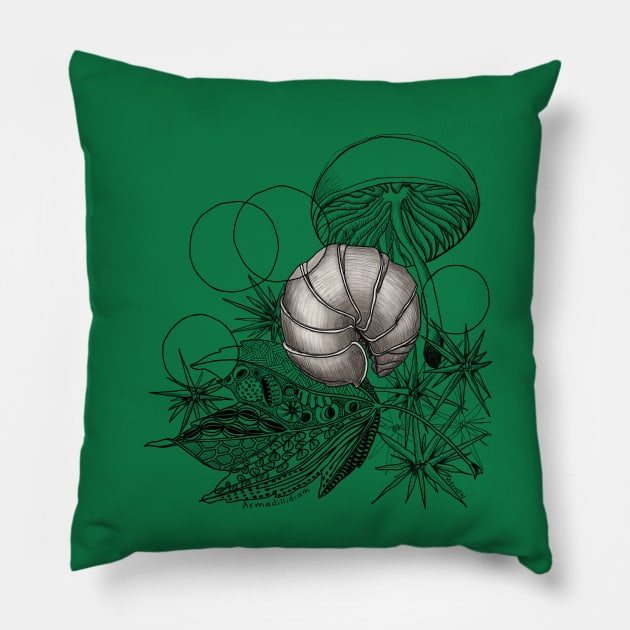 Curled up Roly-Poly Doodle Pillow by mernstw