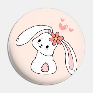 cute bunny rabbit with flower on head cute and sweet baby animal cartoon Pin