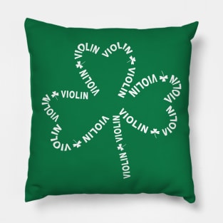 Violin White Text Shamrock Pillow