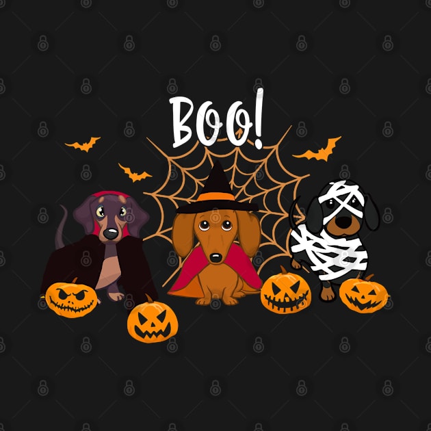 Halloween spirit  Dachshund dog Boo playful pumpkin by kenjones