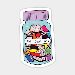 Funny Bibliophile Book Pills Cartoon Magnet