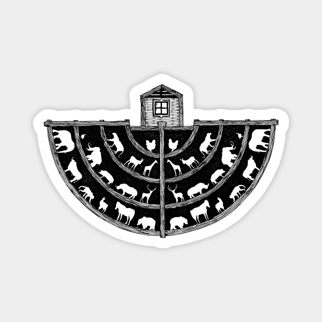 Noah S Ark Bible Illustration Black And White Bible Illustration Aimant Teepublic Fr