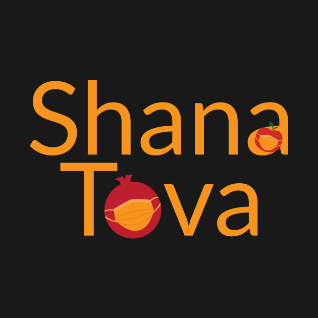 Shana Tova, apple pomegranate wearing face mask by sigdesign