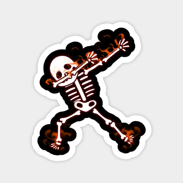 Dabbing Skeleton Halloween Dab Glow Effect Skull Magnet by ChristianCrecenzio
