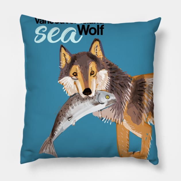 Totem Coastal wolf (Vancouver Wolf) Pillow by belettelepink