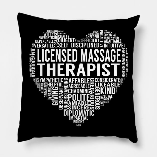 Licensed Massage Therapist Heart Pillow by LotusTee