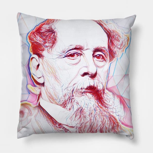 Charles Dickens Portrait | charlles dickens line art Pillow by JustLit